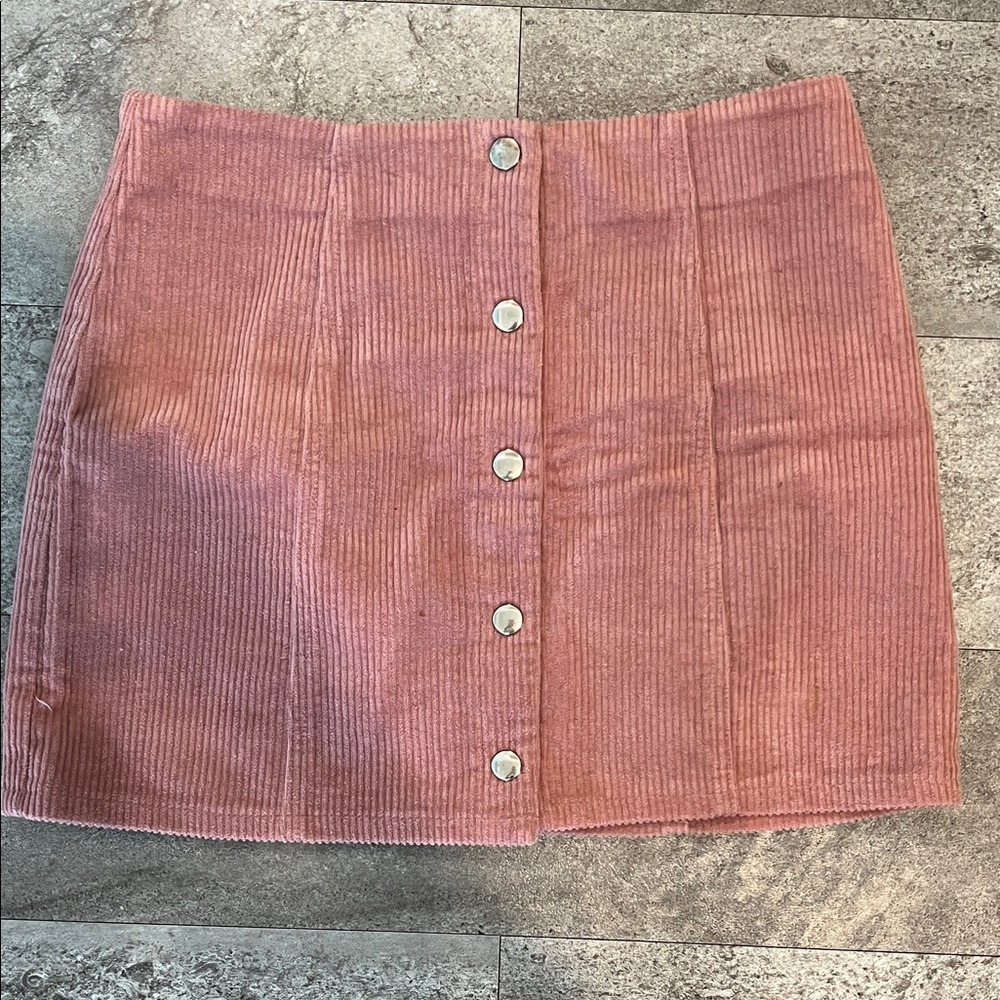 Women’s pink corduroy button down mini skirt